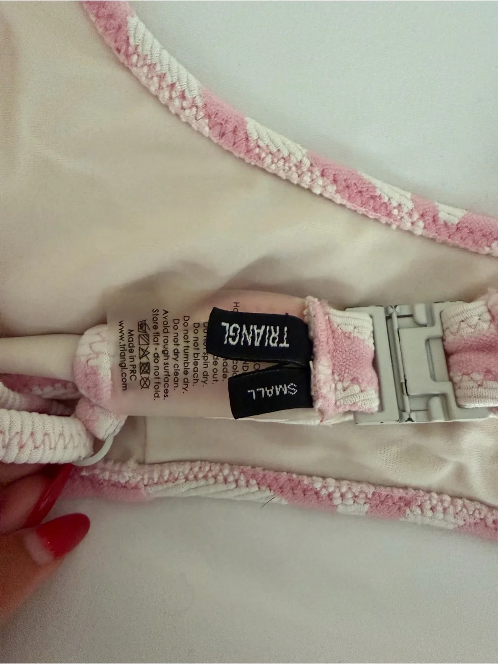 triangl swimwear Pink and White Striped Bikini Top